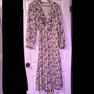 Endless Rose Purple Floral Maxi Wrap Dress XSmall Tie Waist Boho Romantic